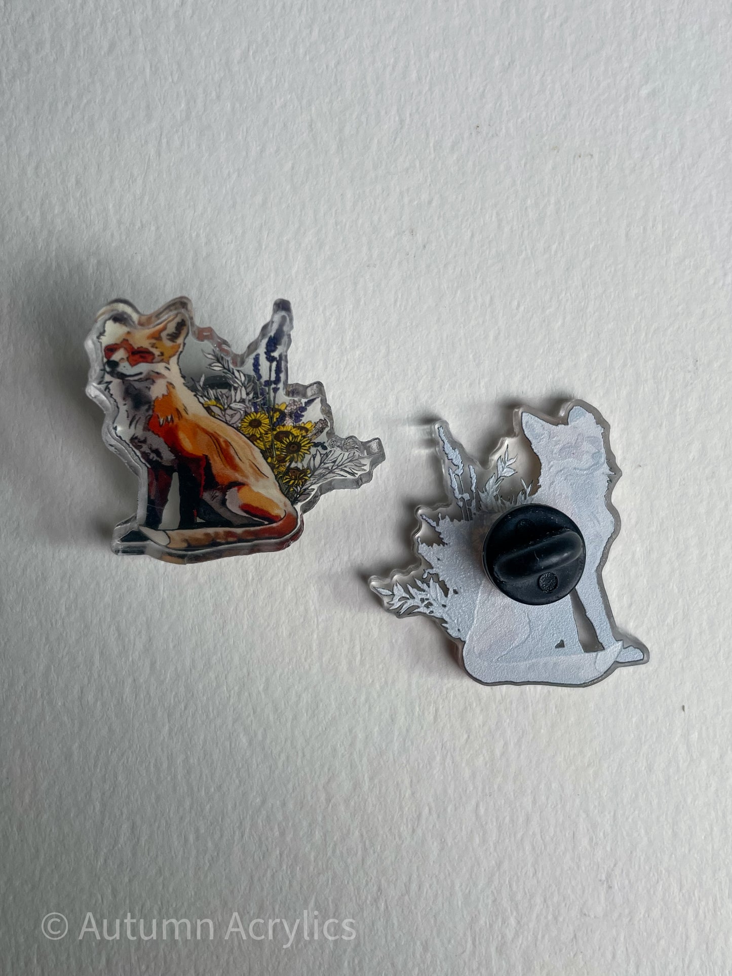 Fox + Flowers (Pin)