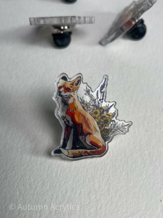 Fox + Flowers (Pin)