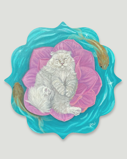 "Drifting Familiar" Cat and Koi - Original Painting
