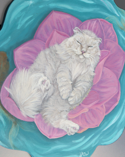 "Drifting Familiar" Cat and Koi - Original Painting