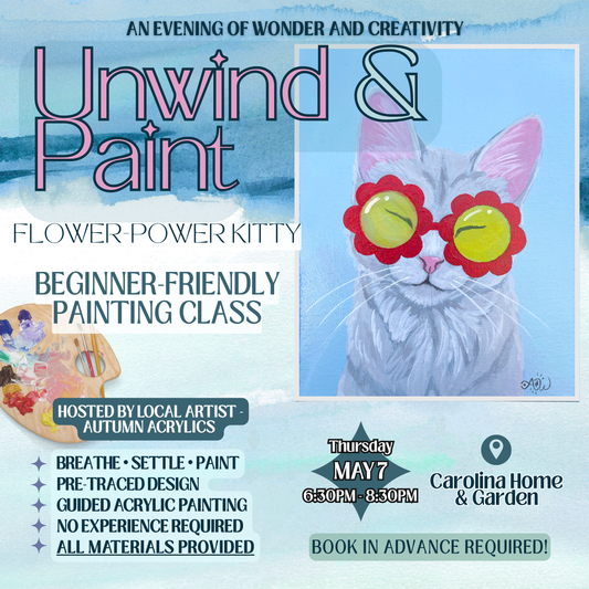 Flower-power Kitty Painting Class (Newport)