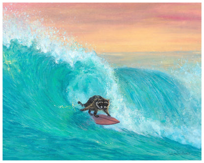Surf's Up Raccoon (Print)