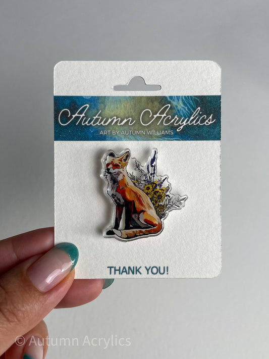 Fox + Flowers (Pin)